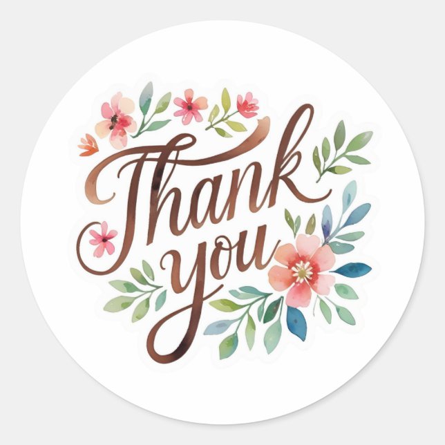Colourful Thank You Classic Round Sticker (Front)