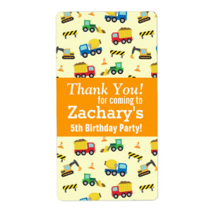 Colourful Thank You, Construction Vehicles Pattern