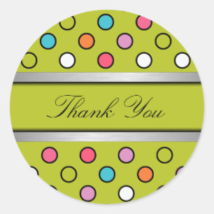 Colourful Thank You Stickers Polka Dots