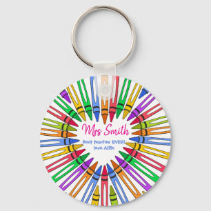 Colourful thank you  teacher big heart crayon key ring