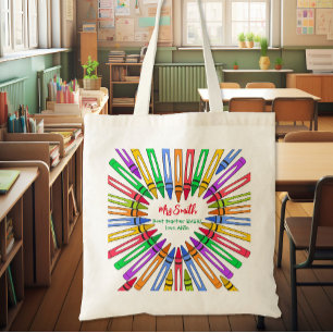 Colourful thank you  teacher big heart crayon tote bag