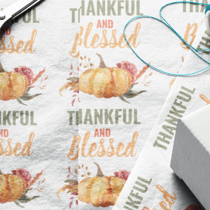 Colourful Thankful And Blessed With Pumpkin Gift Wrapping Paper