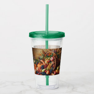 Colourful/Thanksgiving/Cornucopia/Fall Acrylic Tumbler