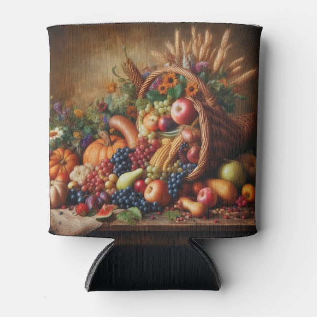 Colourful/Thanksgiving/Cornucopia/Fall Can Cooler (Front)
