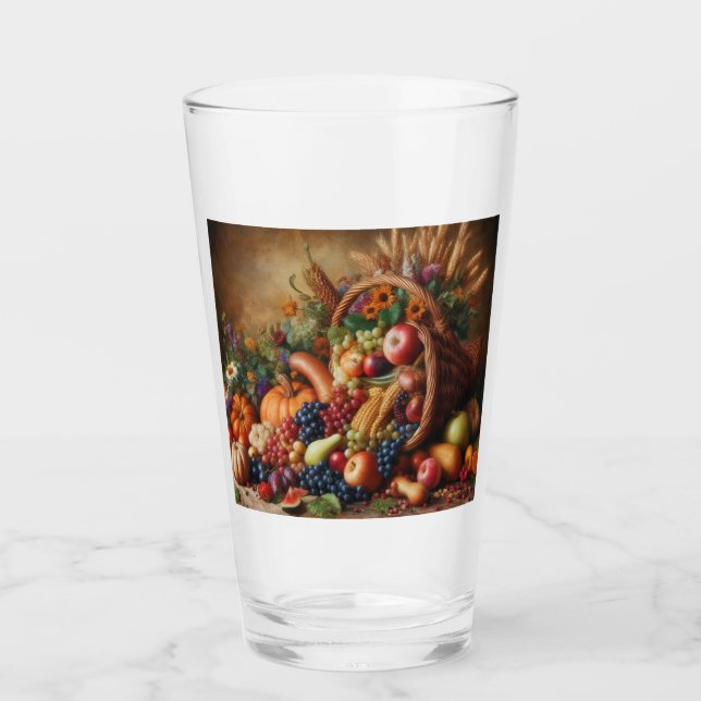 Colourful/Thanksgiving/Cornucopia/Fall Glass (Front)