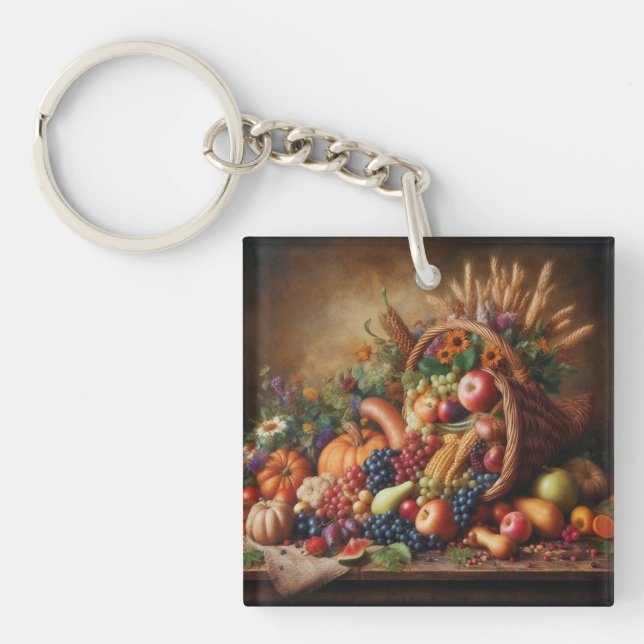 Colourful/Thanksgiving/Cornucopia/Fall Key Ring (Front)