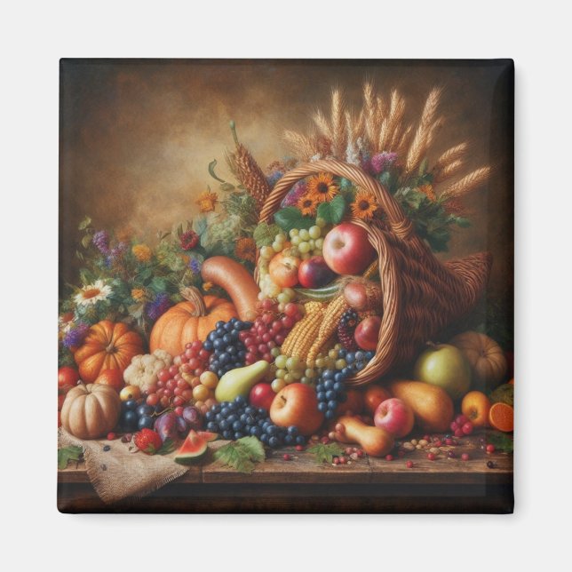 Colourful/Thanksgiving/Cornucopia/Fall Magnet (Front)