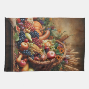 Colourful/Thanksgiving/Cornucopia/Fall Tea Towel