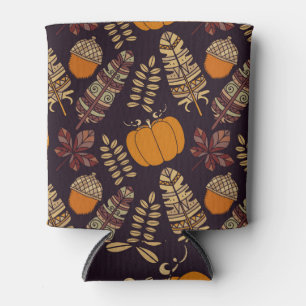 Colourful Thanksgiving Day, autumn pattern. Can Cooler