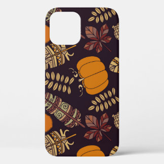 Colourful Thanksgiving Day, autumn pattern. iPhone 12 Case