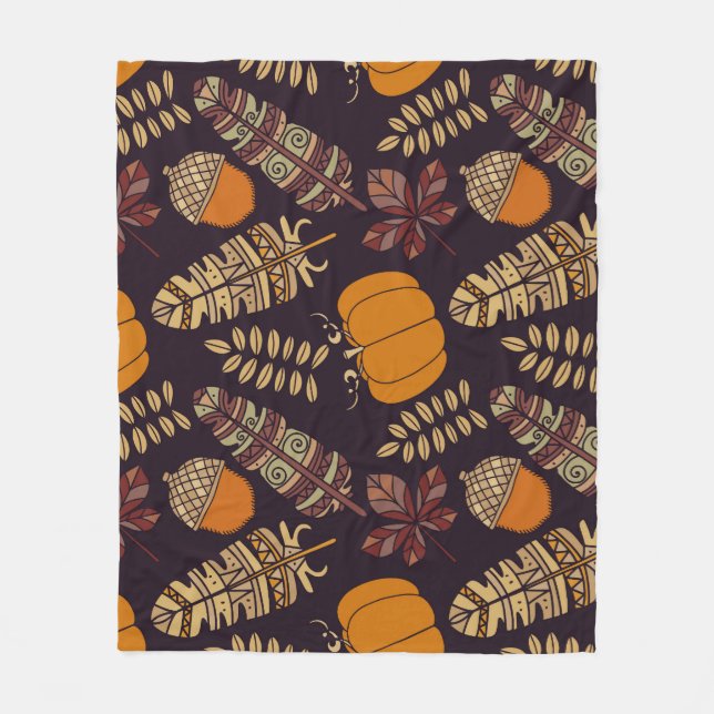 Colourful Thanksgiving Day, autumn pattern. Fleece Blanket (Front)
