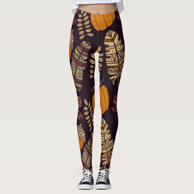 Colourful Thanksgiving Day, autumn pattern. Leggings (Front)