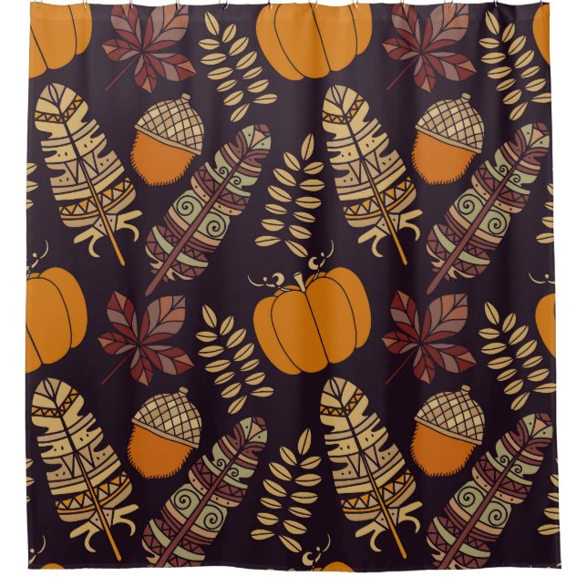Colourful Thanksgiving Day, autumn pattern. Shower Curtain (Front)