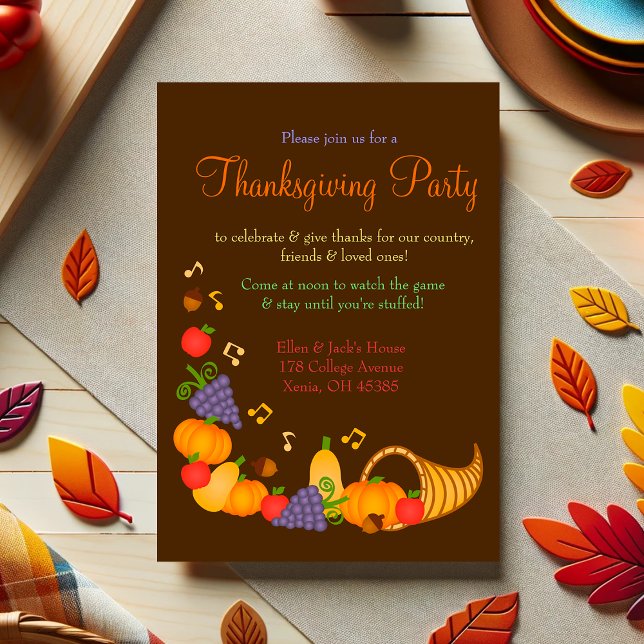 Colourful Thanksgiving Dinner Party Invitation (Creator Uploaded)