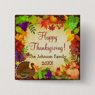 Colourful Thanksgiving Harvest 15 Cm Square Badge