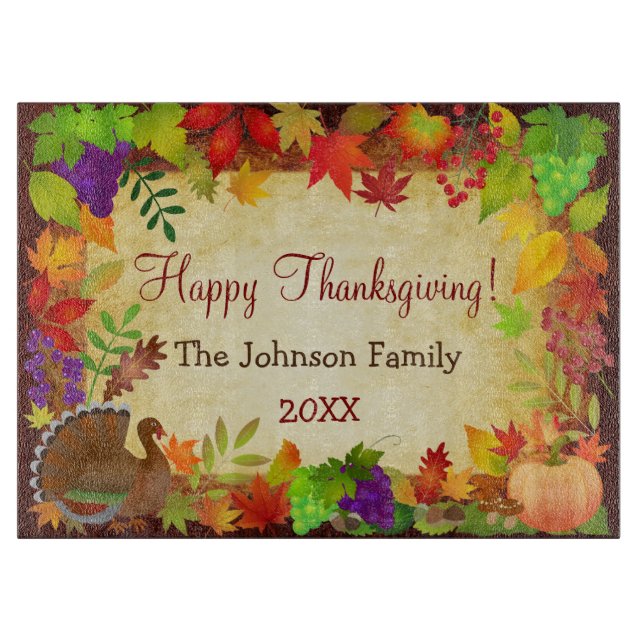 Colourful Thanksgiving Harvest Cutting Board (Front)