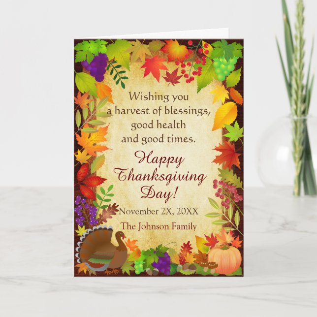 Colourful Thanksgiving Harvest Holiday Card (Front)