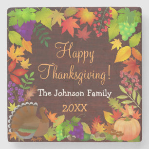 Colourful Thanksgiving Harvest Stone Coaster