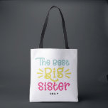 Colourful The Best Big Sister Cute Hand Lettered Tote Bag<br><div class="desc">Cute and colourful bag featuring white hand-lettered "The best big sister". The perfect gift for older sisters. This design is available in a variety of items.</div>
