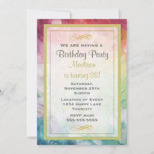 Colourful Thick Abstract Paint Birthday Party Invitation