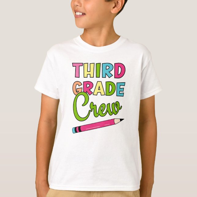 Colourful Third Grade Crew Back To School T-Shirt (Front)