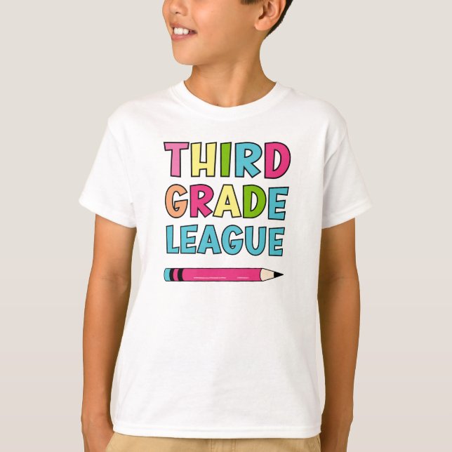 Colourful Third Grade League Back To School T-Shirt (Front)