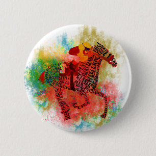 Colourful Thoroughbred in Typography 6 Cm Round Badge