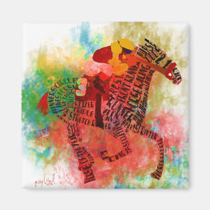 Colourful Thoroughbred in Typography Magnet