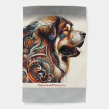 Colourful Tibetan Mastiff Head Garden Flag