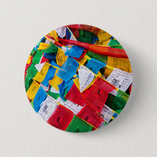 Colourful Tibetan prayer flags - Tibet 6 Cm Round Badge