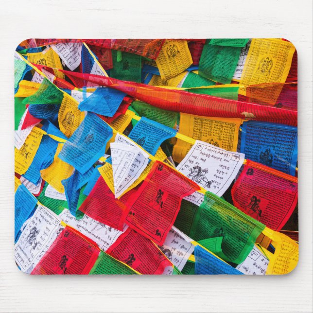 Colourful Tibetan prayer flags - Tibet Mouse Pad (Front)