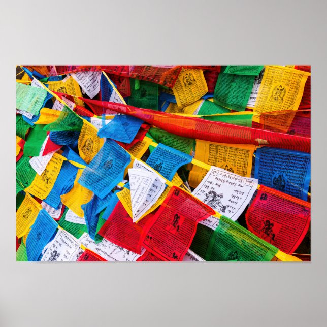 Colourful Tibetan prayer flags - Tibet Poster (Front)