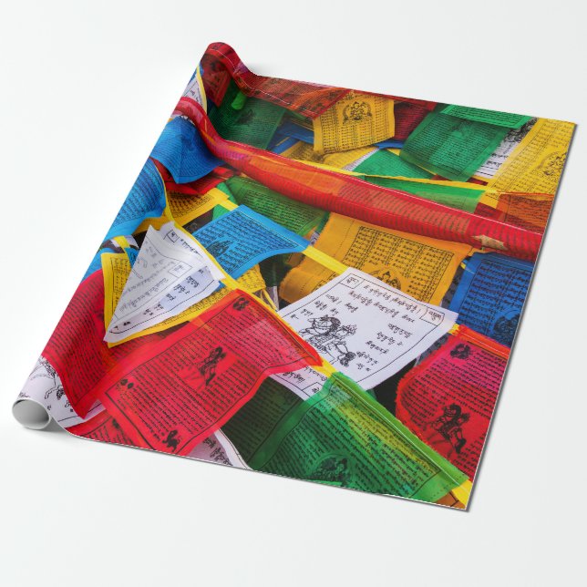 Colourful Tibetan prayer flags - Tibet Wrapping Paper (Unrolled)