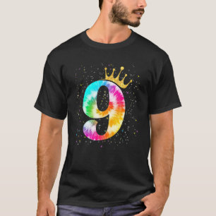 Colourful Tie Dye 9 Year Old Girls 9th Birthday T-Shirt