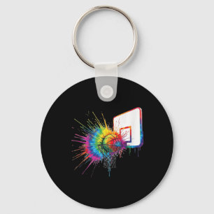 Colourful Tie Dye Basketball Hoop Paint Splatter S Key Ring
