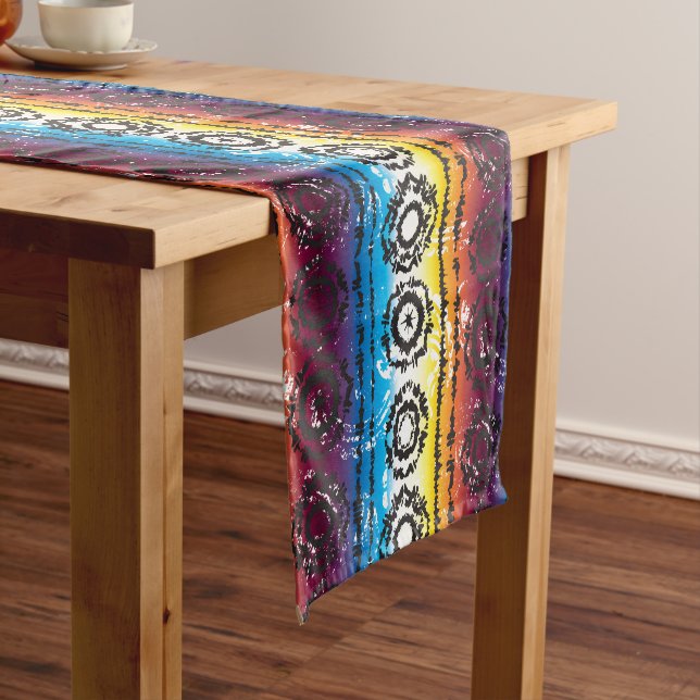 Colourful Tie Dye Batik Design Table Runner (In Situ)
