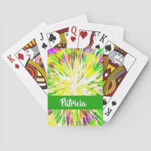 Colourful tie dye custom name pattern playing cards