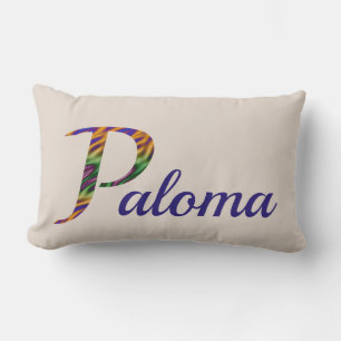 Colourful Tie-Dye Letter P Initial Add Your Name Lumbar Cushion