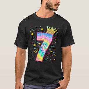 Colourful Tie Dye Number 7 Year Old Girls 7th Birt T-Shirt
