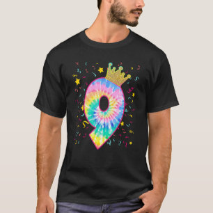 Colourful Tie Dye Number 9 Year Old Girls 9th Birt T-Shirt