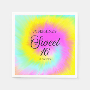 Colourful Tie Dye Pastel Boho 16th Birthday Napkin