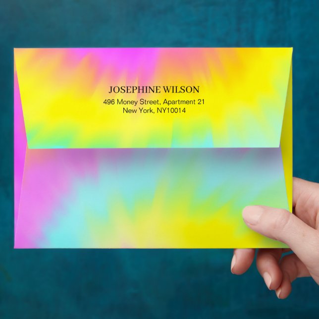 Colourful Tie Dye Pastel Rainbow  Envelope (Hand)