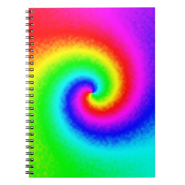 Colourful Tie Dye Rainbow Swirl Hippie Boho Chic Notebook (Front)