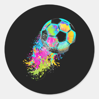 Colourful Tie Dye Soccer Ll  Classic Round Sticker