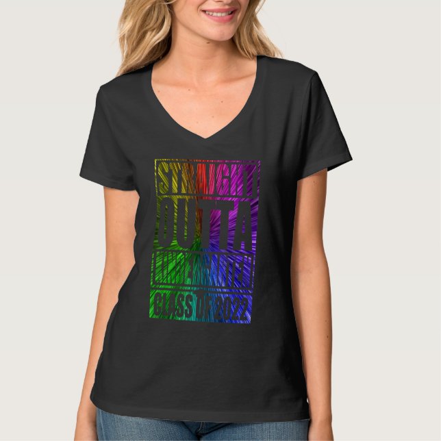 Colourful Tie Dye Straight Outta Kindergarten Grad T-Shirt (Front)