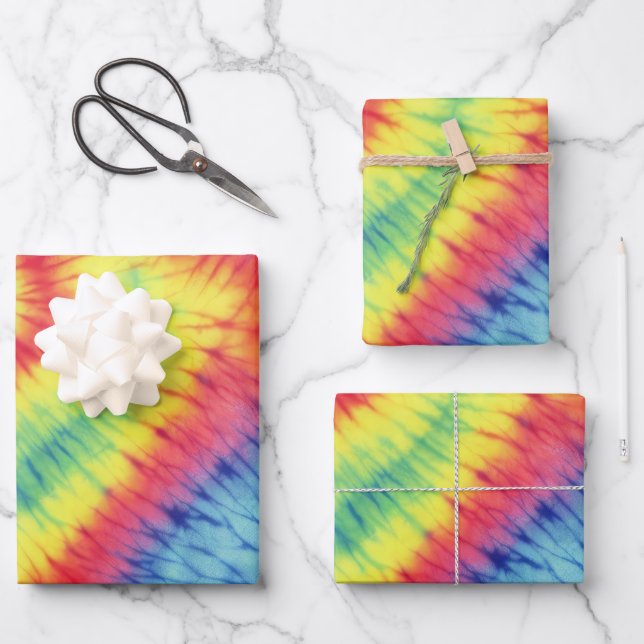 Colourful Tie Dye  Wrapping Paper Sheet (Front)
