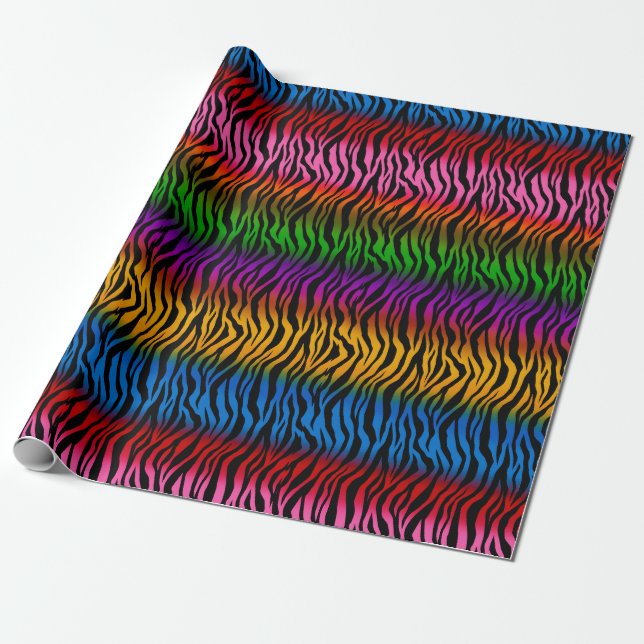 Colourful Tiger Animal Pattern Design  Wrapping Paper (Unrolled)