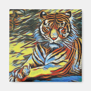 Colourful Tiger Art Painting Magnet