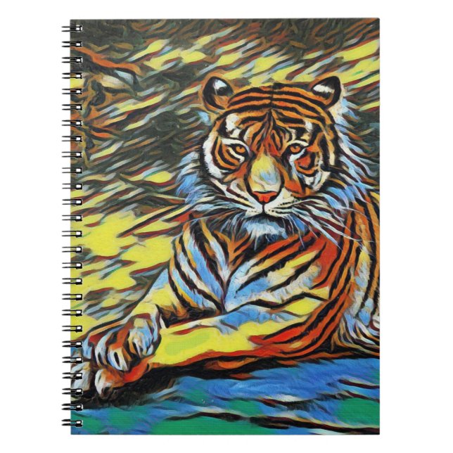 Colourful Tiger Art Painting Notebook (Front)