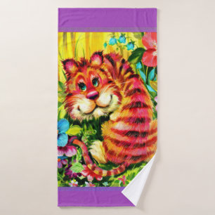 colourful tiger bath towel set